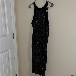Bisou Bisou Black and gold Midi Dress